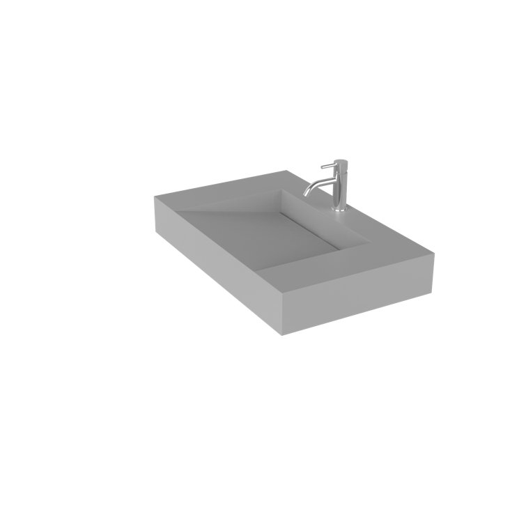 Badeloft 19.6'' Glossy Grey Polymarble Rectangular Wall Mount Bathroom
